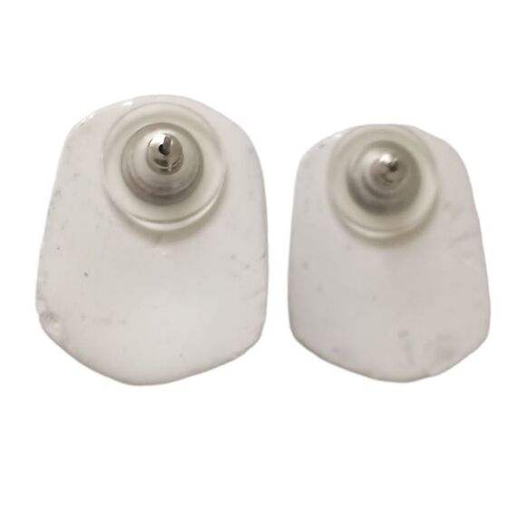 Vintage 80s Ceramic Earrings Geometric Retro Purple Lilac White Disco Pierced. - Picture 13 of 15